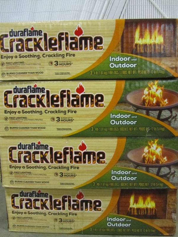 lot 61 image: Crackleflame 4 lb. Firelogs (4 boxes)