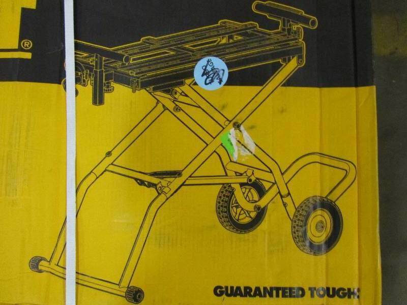lot 65 image: DEWALT 32-12 in. x 60 in. Rolling Miter Saw Stand