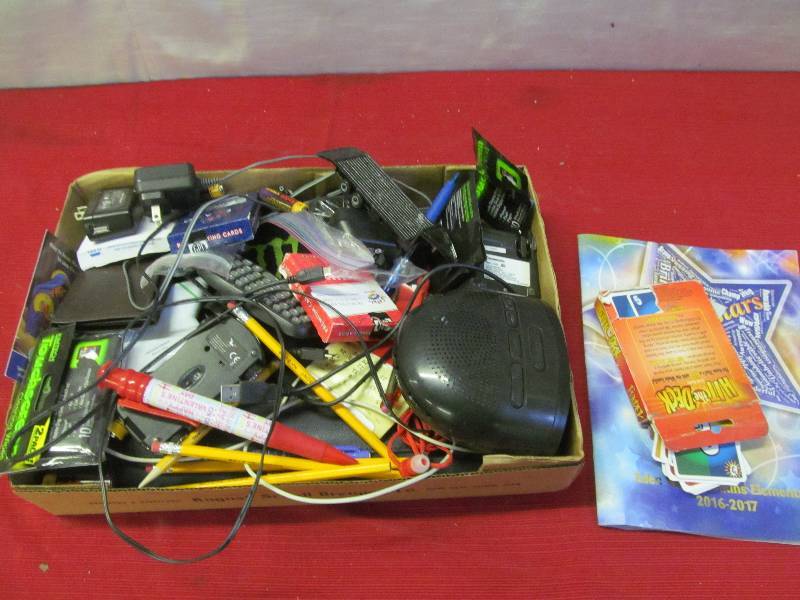 lot 228 image: alarm clock, calculator, cards
