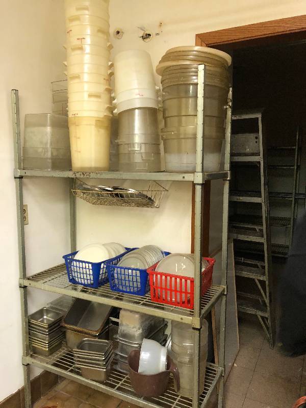 Metal Storage Shelf and contents pictured