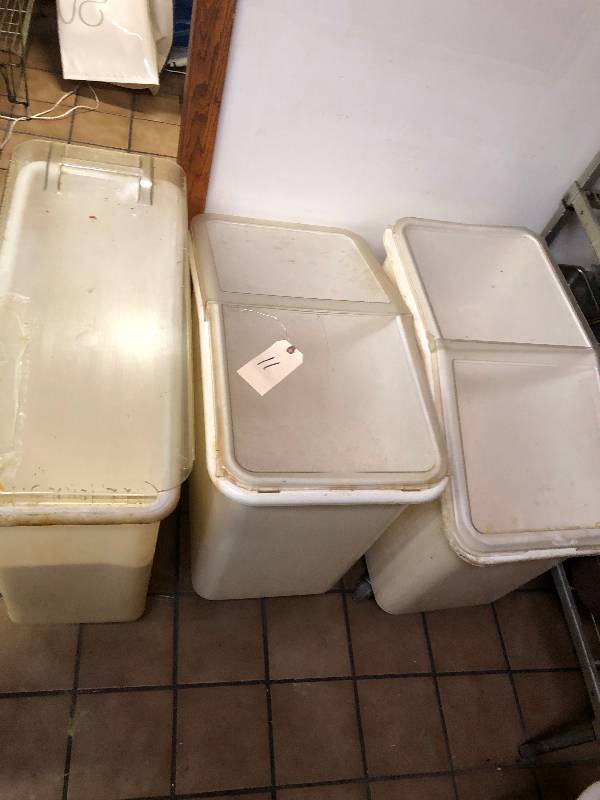 3 rolling flour bins