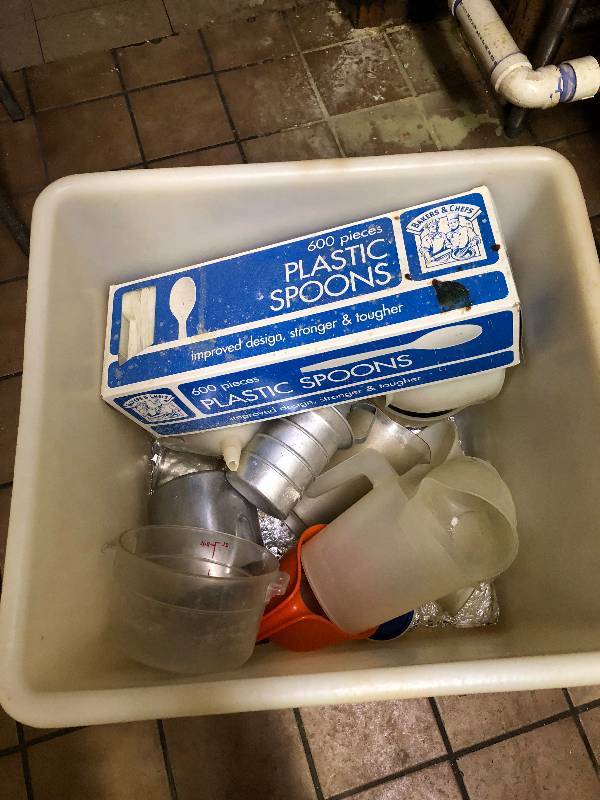 Rolling storage bin and contents