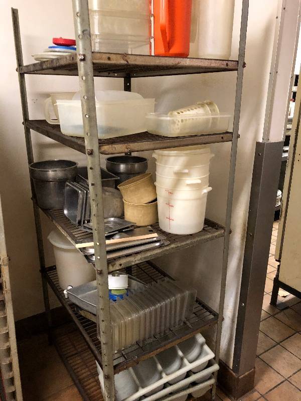 Metal Storage shelf with contents