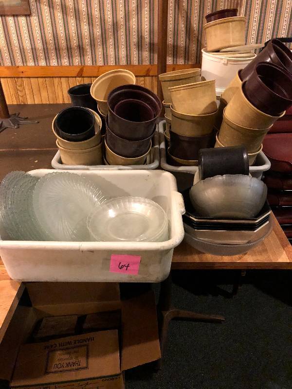 Salad bar accessories, plates, storage containers, bowls
