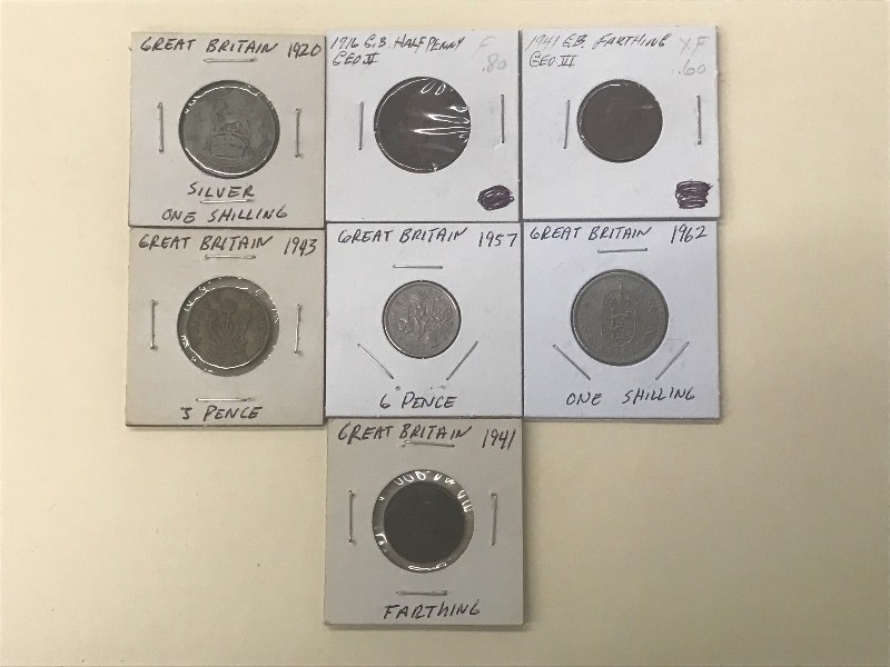 (7) Old Great Britian Coins 1916 T...