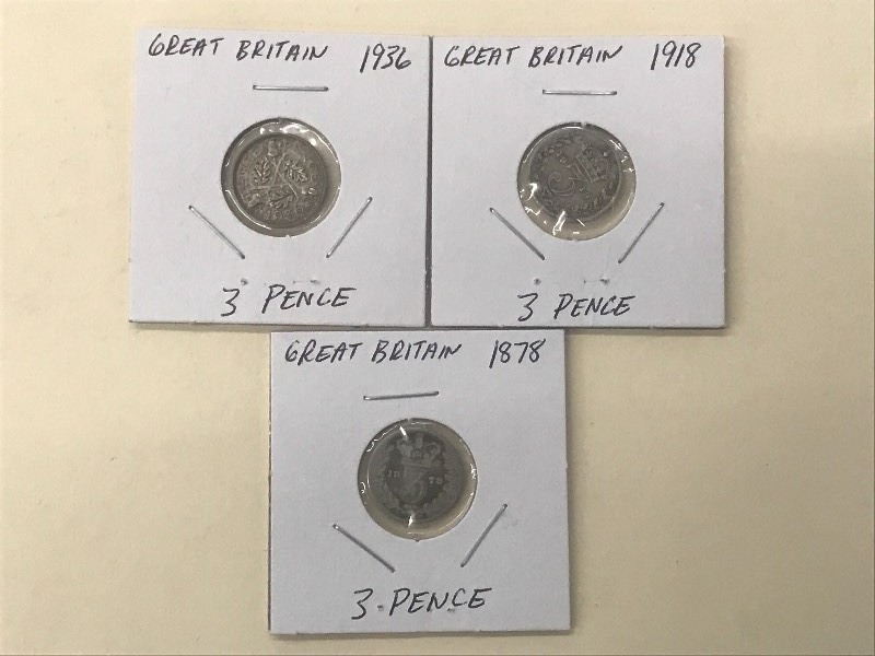 (3) Great Britian Silver 3 Pence 1...