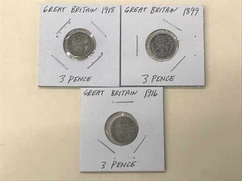 (3) Great Britian Silver 3 Pence 1...
