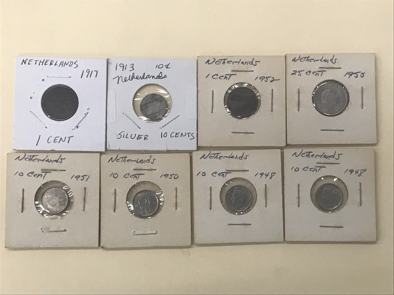 (8) Different Netherlands Coins 19...