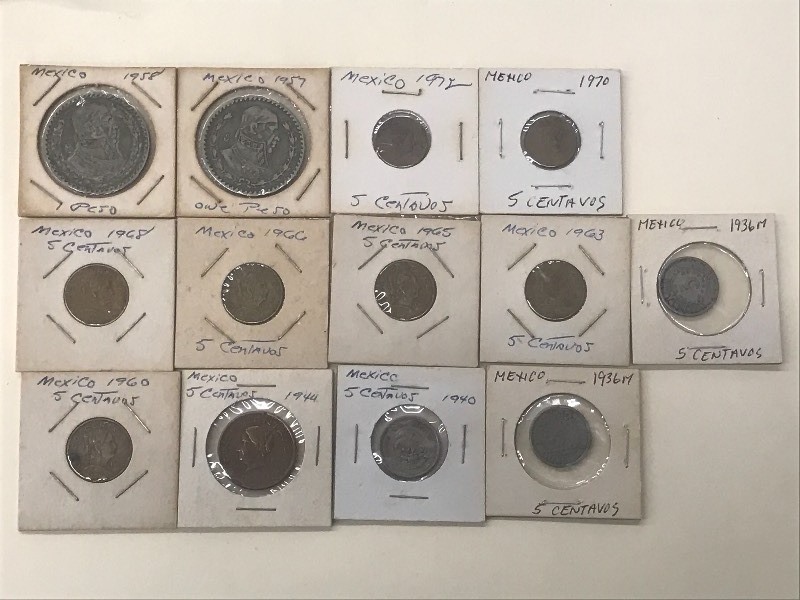 Mexico Silver Pesos 1958 & 1957 Plu...