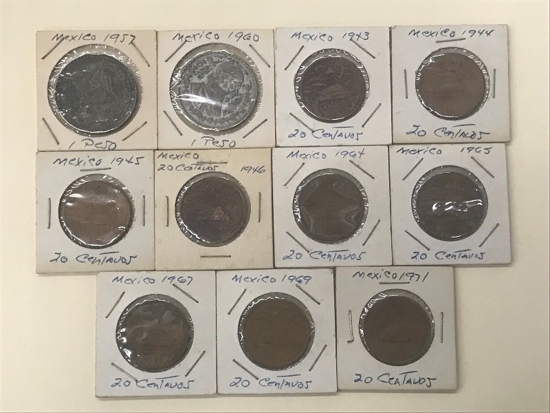 Mexico Silver Pesos 1957 & 1960 Plu...
