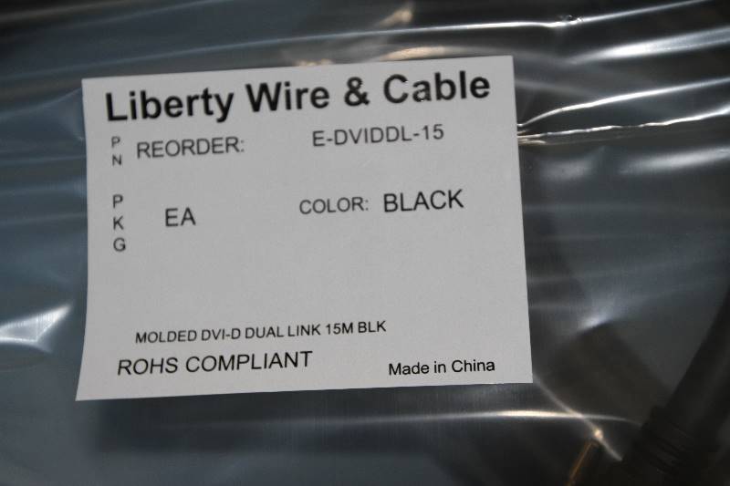 lot 70 image: New Pair of 15-Meter Premium Molded Liberty DVI HDTV Computer Digital Dual-Link Cable