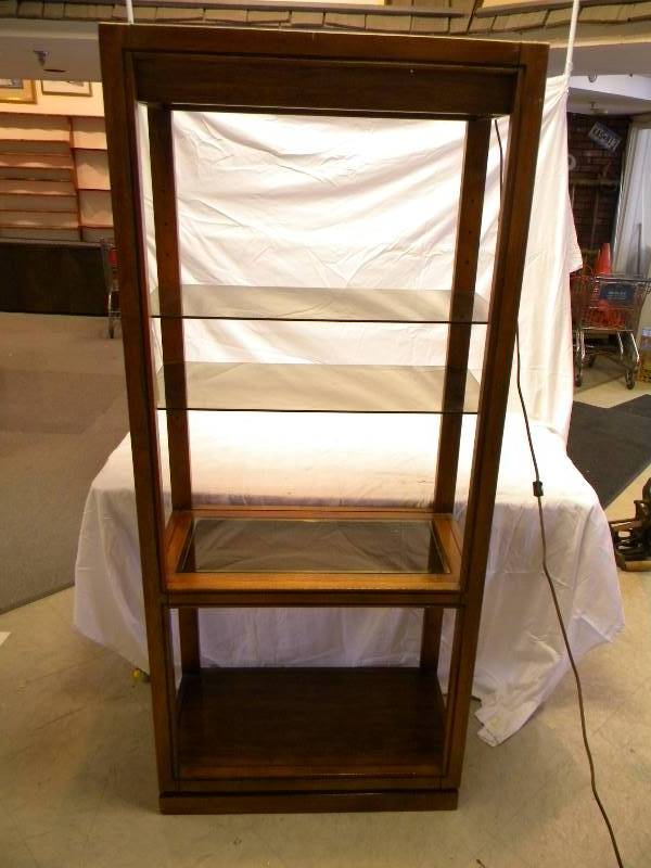 lot 130 image: Wood And Glass Display Shelving Unit
