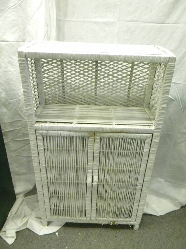 lot 153 image: White Wicker Cabinet