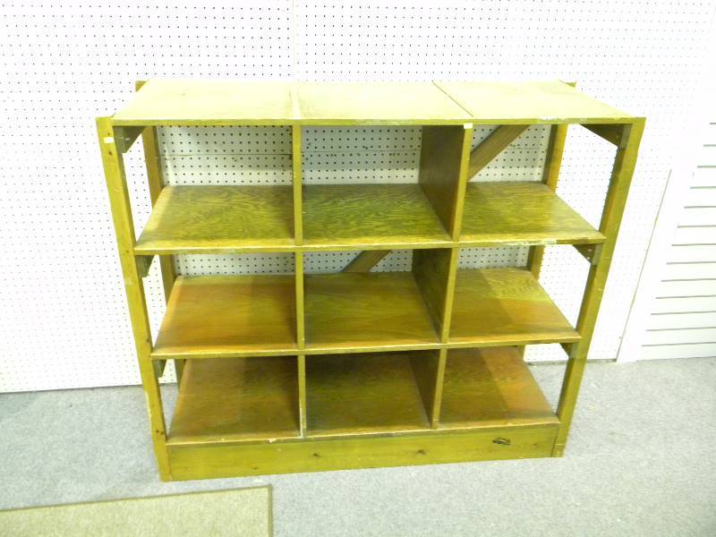 lot 194 image: Wood 9 Hole Shelving Unit