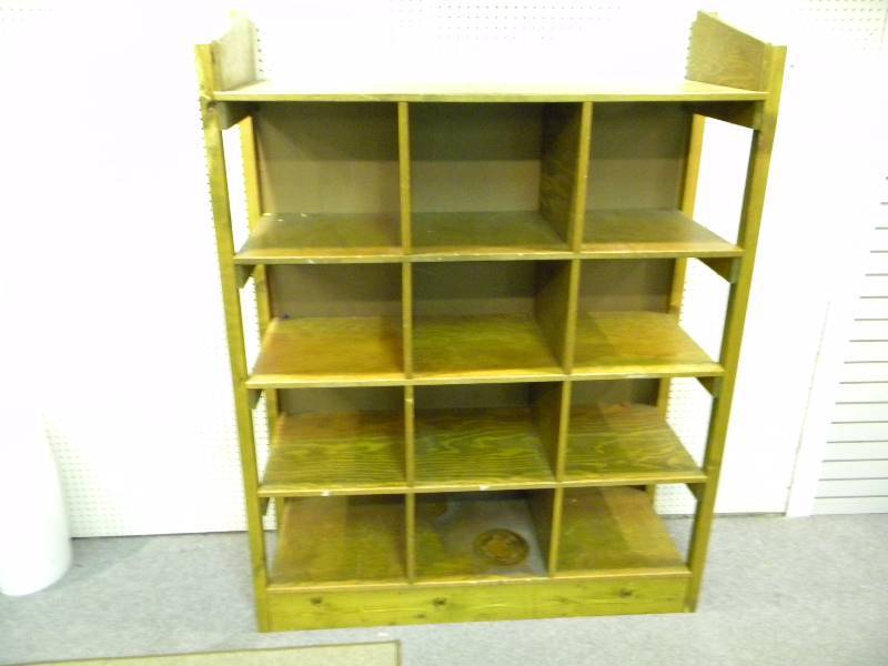lot 195 image: Wood 12 Hole Shelving Unit