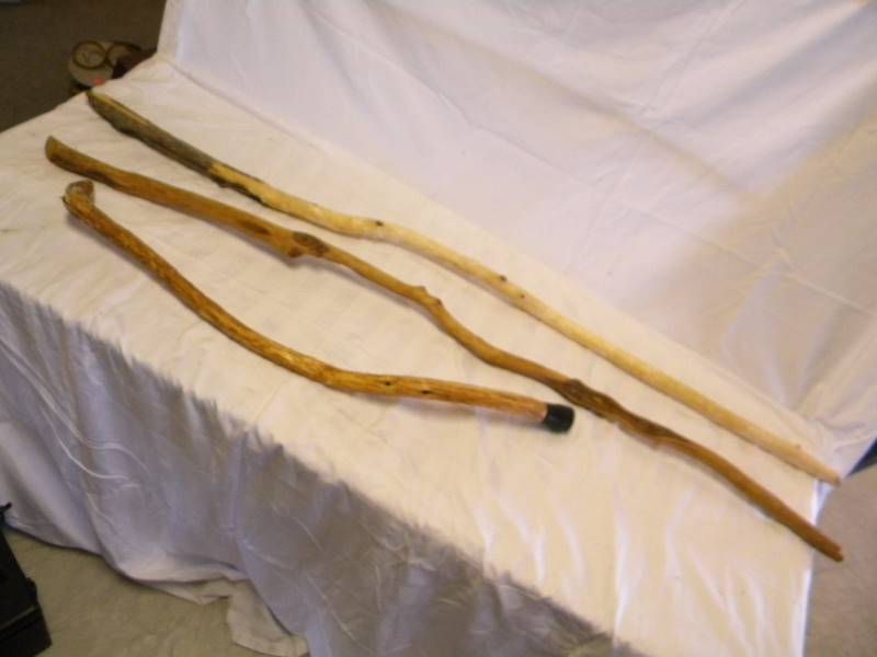 lot 214 image: Hand Carved Wooden Walking Sticks