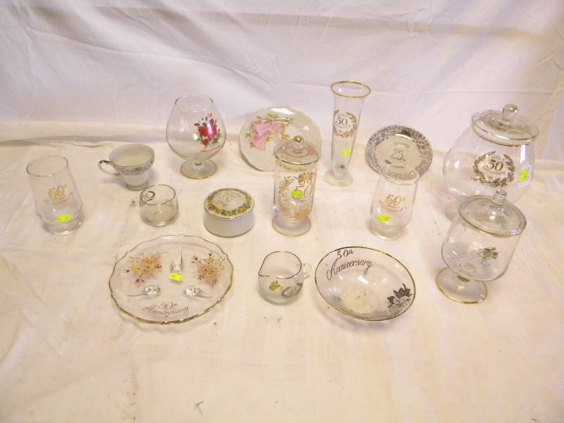lot 234 image: 25th And 50th Anniversary Glassware Lot