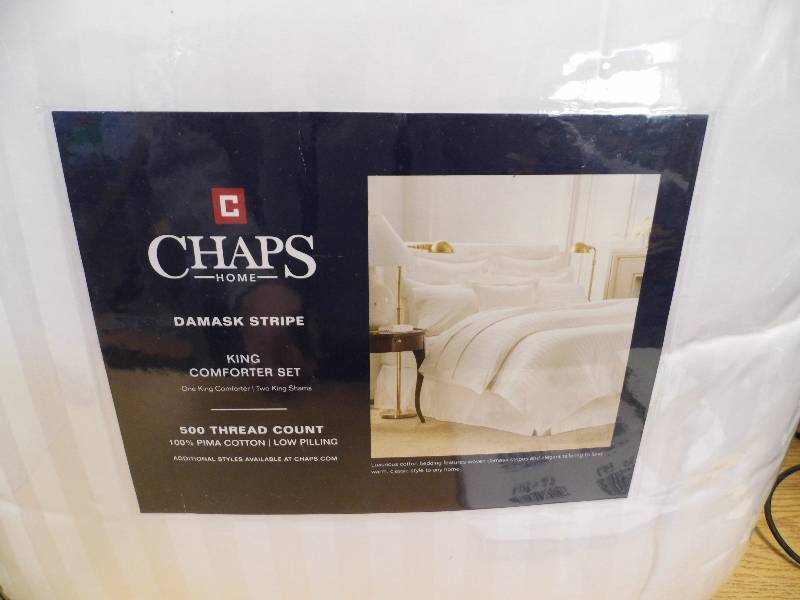 lot 26 image: Chaps Damask Stripe Comforter Set - KING