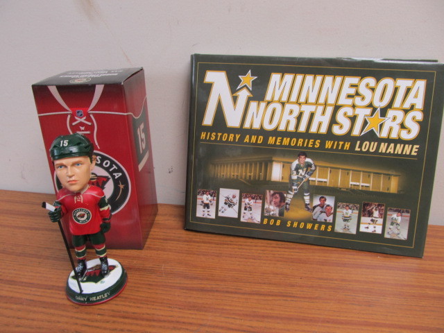 SIGNED Lou Nanne North Stars Coffee Table Book &amp Wild Bobblehead