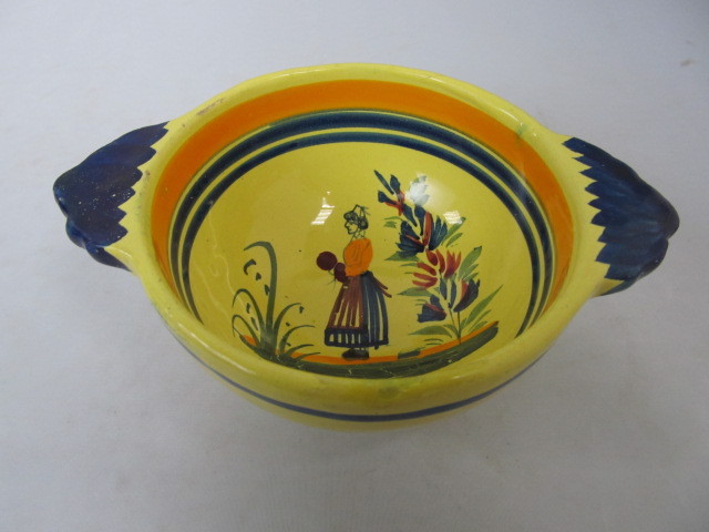 Vintage Signed QUIMPER Porridge Bowl