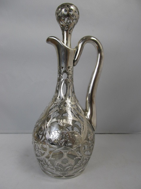Antique Ornate Sterling Silver on Crystal Decanter