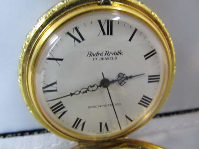 Swiss Made ANDRE RIVALLE 17 Jewel Pocket Watch Little Canada Estate Auction Antiques Collectibles Watches and More K BID