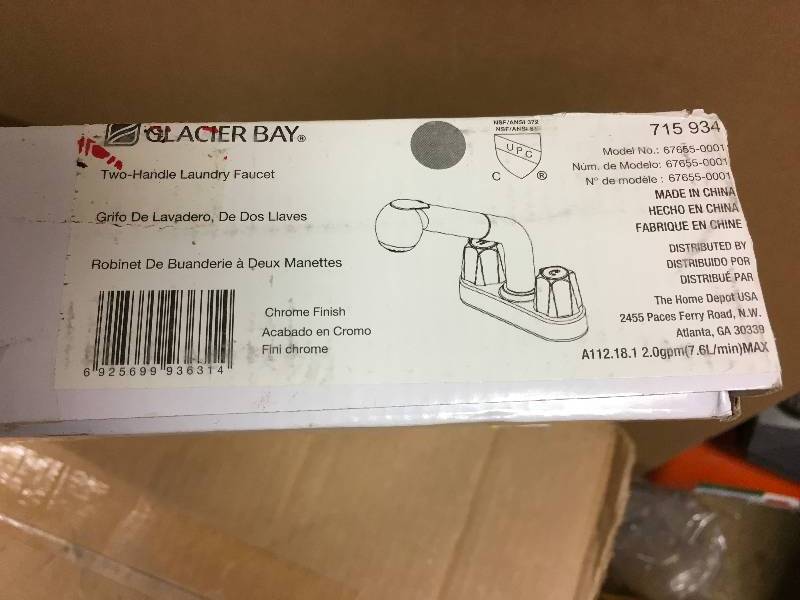 lot 55 image: Glacier Bay Pull-Out Laundry Faucet not used