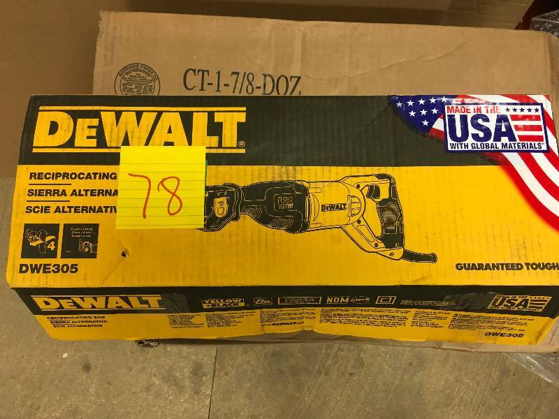 lot 78 image: Dewalt 12 Amp Reciprocating Saw used in working condition
