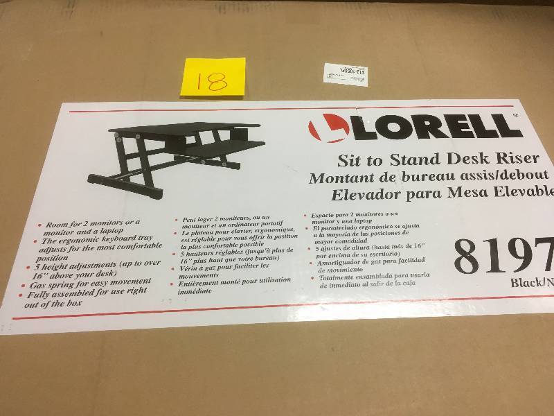 lot 18 image: Lorell Sit-to-Stand monitor riser, black New