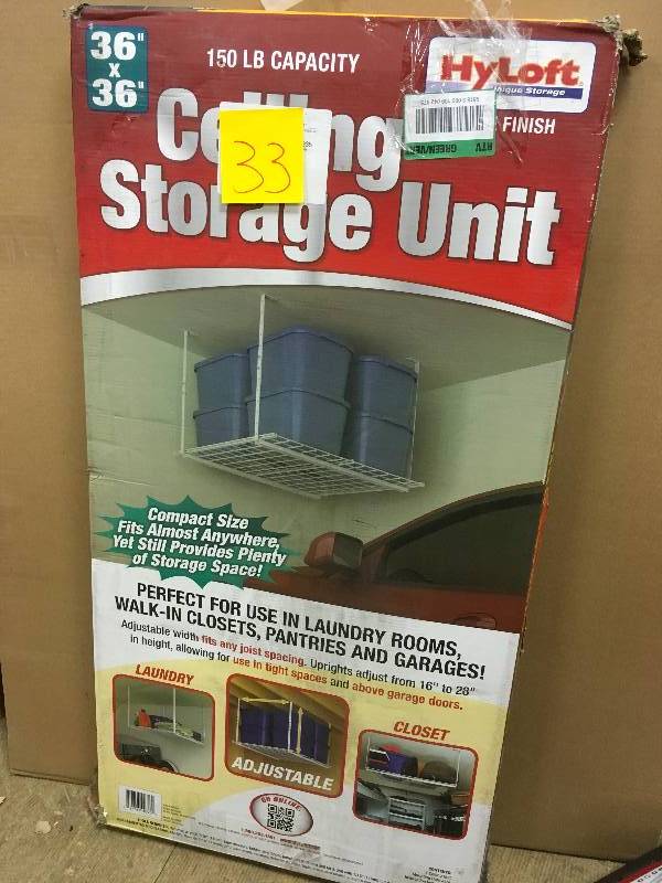 lot 33 image: HyLoft 00720 36x36 Ceiling Mounted Shelf