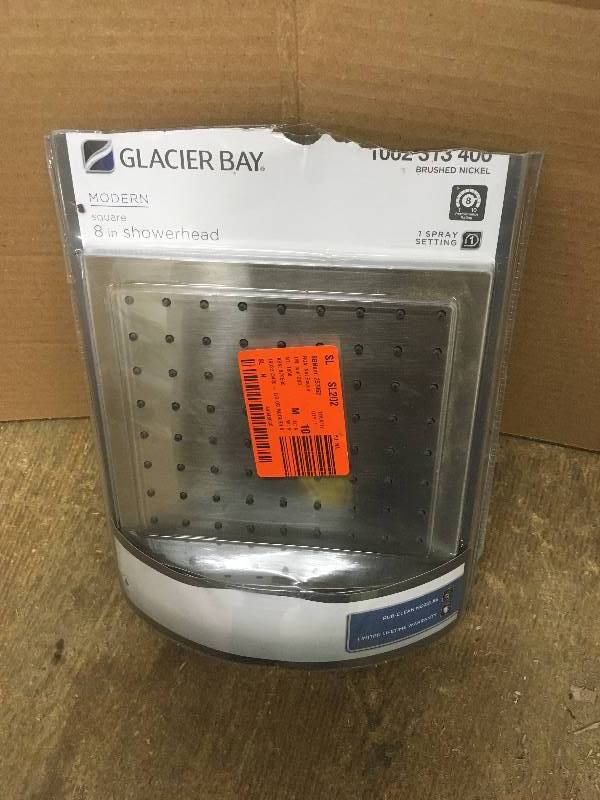 lot 91 image: Glacier Bay Modern 1-Spray 8 in. Square Raincan Showerhead in Brushed Nickel
