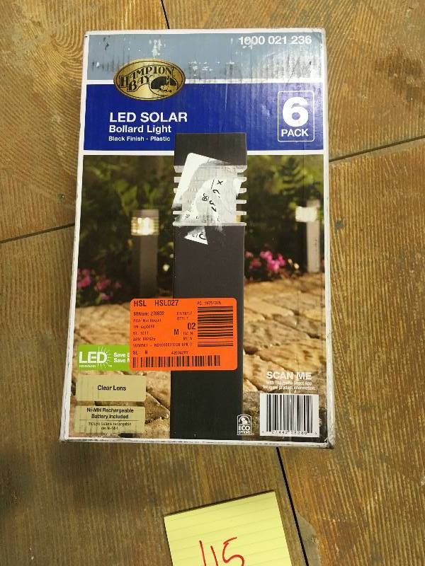 lot 115 image: Hampton Bay Solar Black Outdoor Integrated LED Landscape Plastic Square Bollard (6-Pack)