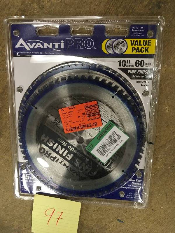 lot 97 image: USED - Avanti Pro 10 in. x 60-Tooth Fine Finish Saw Blade (2-Pack)