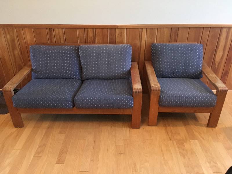 lot 15 image: Loveseat & Chair - Wood Frame