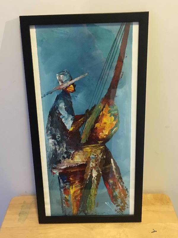 lot 44 image: Original Painting Framed Fisherman
