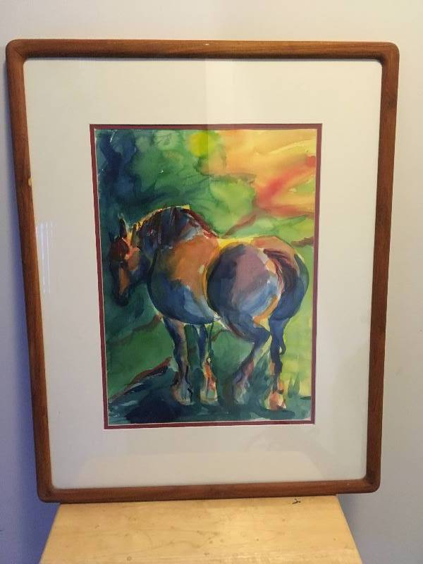lot 51 image: Framed Original Watercolor Horse