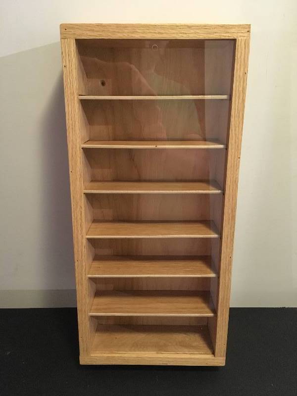 lot 82 image: Oak Hanging Shelving with Acrylic Front - Memory Box