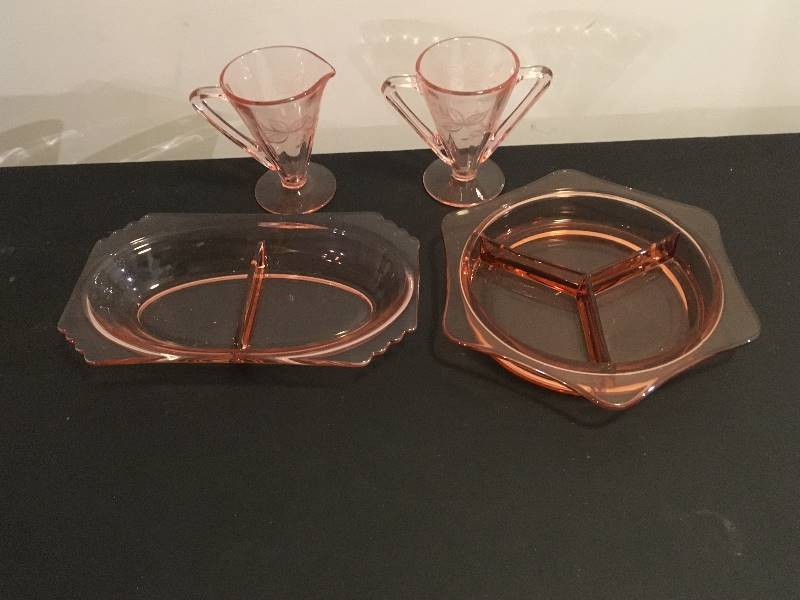 lot 85 image: Pink Depression Glass