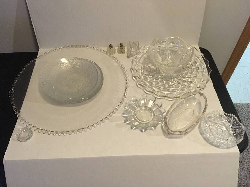 lot 97 image: Glass Serving Pieces - Platters, S&P, Bowls, Dishes