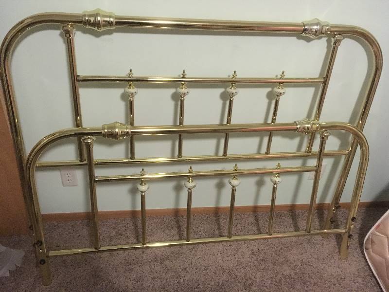 lot 127 image: Brass & Porcelain Headboard & Footboard