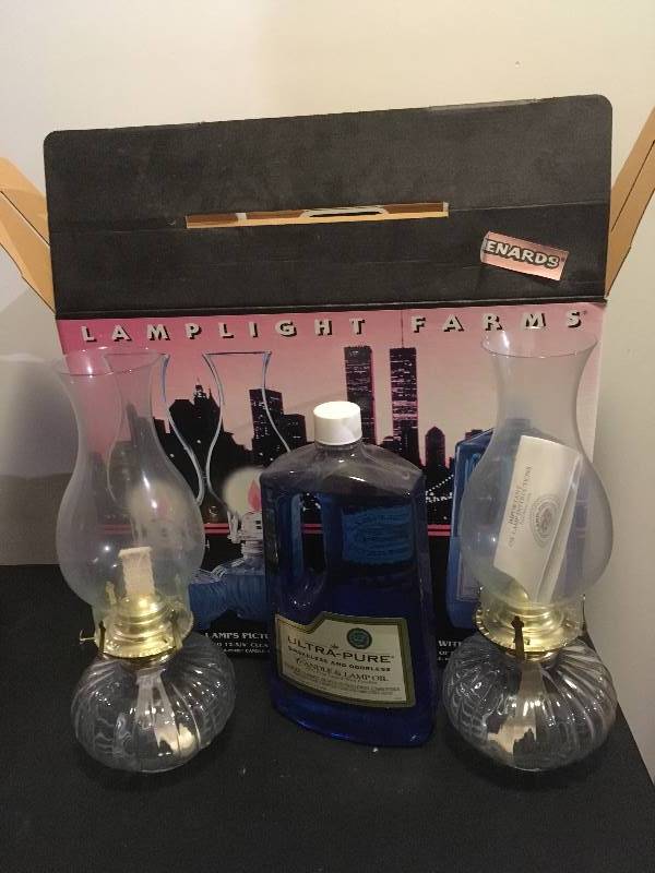 lot 196 image: Lamplight Farms NIB 2 Lanterns & oil
