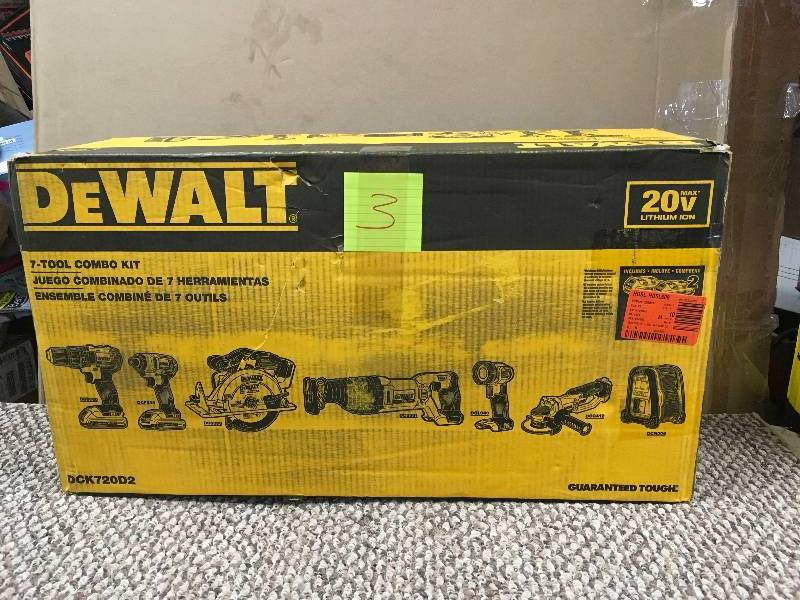 lot 3 image: DeWALT DCK720D2 20-Volt 2.0Ah 7-Tool Cordless Lithium-Ion MAX Combo Kit open box not used