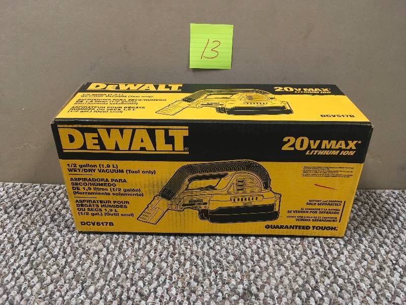 lot 13 image: DeWALT DCV517B 20-Volt 12-Gallon WetDry Portable Cordless Vacuum - Bare Tool not used