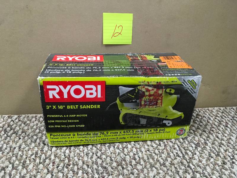 lot 12 image: Ryobi Belt Sander open box in like new condition