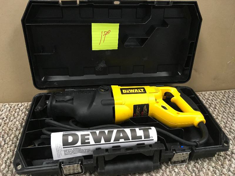 lot 17 image: DEWALT 13 Amp Reciprocating Saw Kit in like new condition