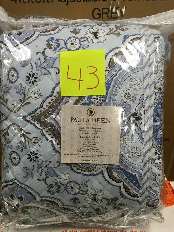 lot 43 image: Paula Deen Home Columbia Collection Microfiber Reversible 8-Piece Quilt Set NEW