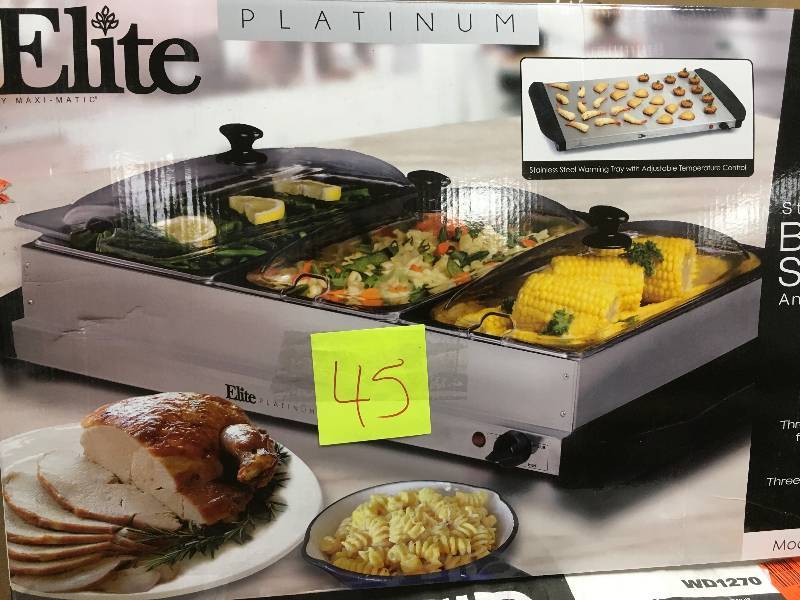 lot 45 image: Elite Platinum Stainless Steel Buffer Serverwarmer
