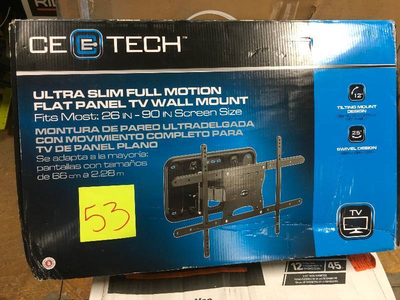 lot 53 image: CE TECH ULTRA SLIM FULL MOTION FLAT PANEL TV WALL MOUNT NOT USED