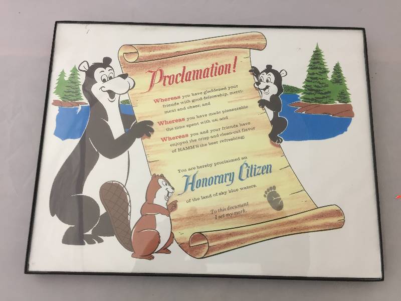 lot 21 image: Hamms Beer Honorary Citizen Framed Print