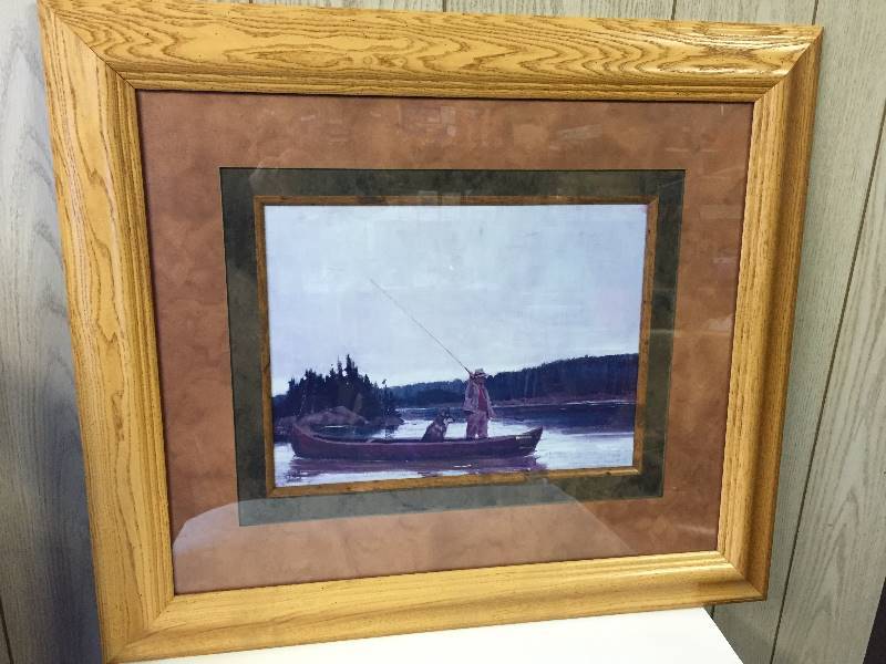lot 33 image: Fishing Framed Print - Man & Dog - $215